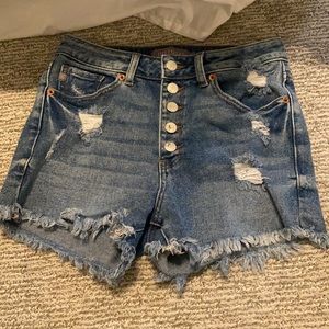 High waisted denim shorts